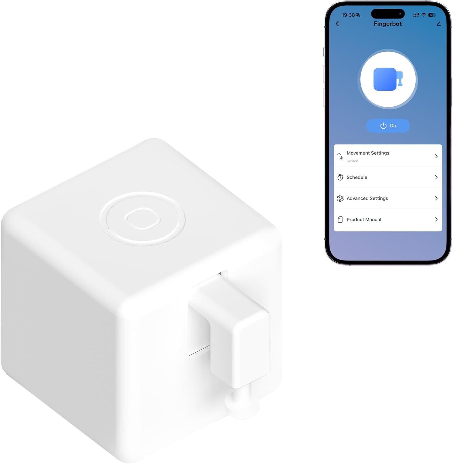 Fingerbot Plus Smart Button Switch Pusher, APP and Timer Control, no Wiring, Upgrade with Touch Control, Compatible with Alexa, Google Home When Add ORYZIC Tuya Zigbee Hub (Rechargeable)