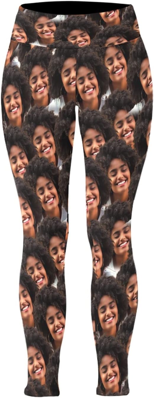 Custom Plus Size Leggings with Photo Face - Personalized Women Yoga Pants with Picture - Funny Gift for Girlfriend Wife Mom