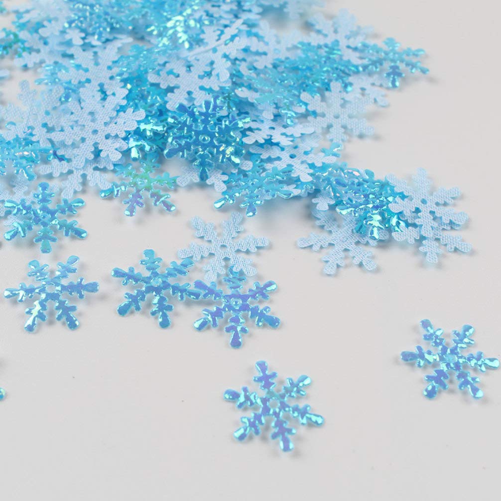600 Coriandoli A Forma Di Fiocco Di Neve In Stoffa - Bianchi E Blu Per Decorazioni Natalizie E Invernali - 5
