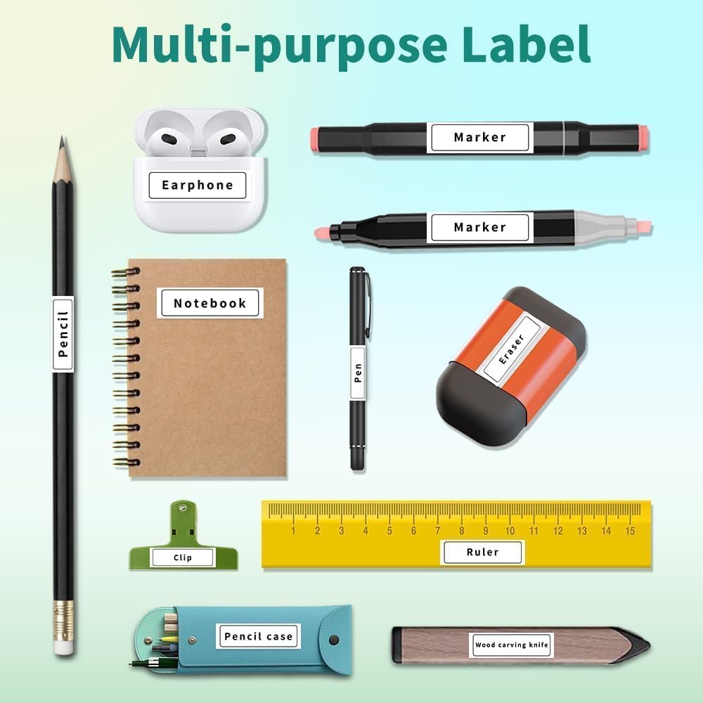 Phomemo Labels D30- Label Maker Tape 160 Pcs 0.47" x 1.57" (12mm X 40mm), School Supplies Labeling Tape,Name Tag,Food Storage Stickers, Black on White-1 Pack - Image 6