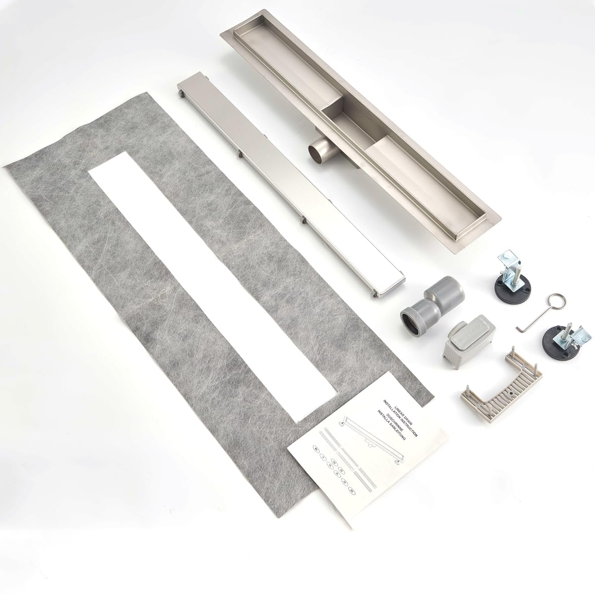 Caniveau Douche 2 en 1 de 60cm, Acier Inoxydable Chromé, Drain Douche Italienne avec Siphon et Filtre