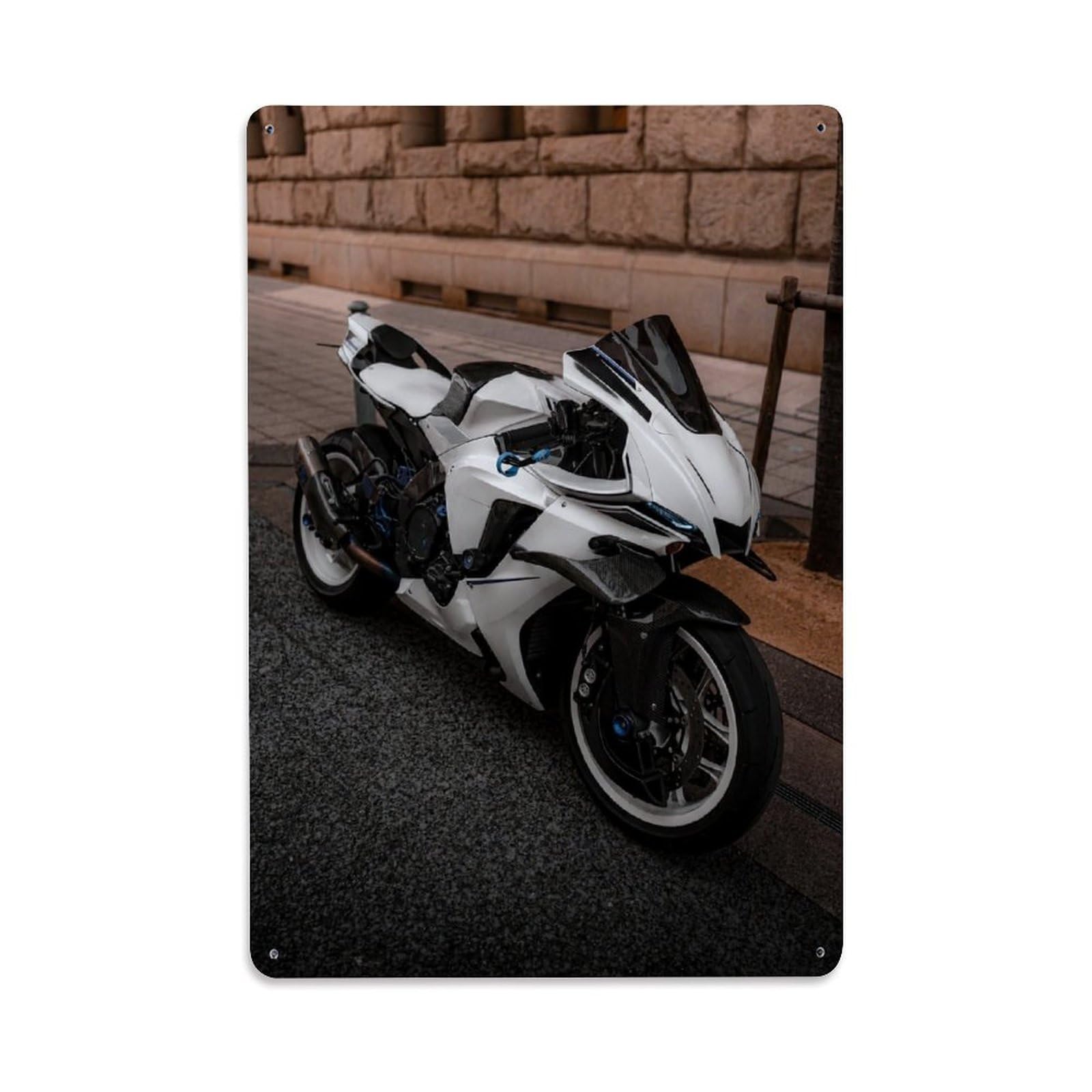 Modern Japan Bike Yzf-R1 Superbike Extreme Sports Retro Speed Metal Tin Sign Plaque Wall Decor for Cafe, Man Cave, Club Bar, Office, Home Garden Round Metal Poster 8x12Inch