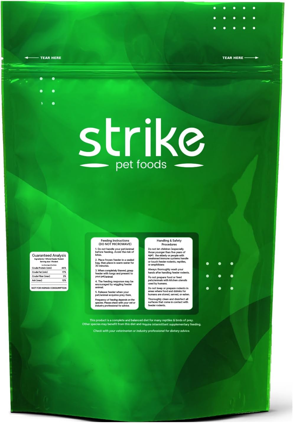 STRIKE Small Frozen Rats for Snake Food, Ideal Size for Adult Ball Pythons, Boas, and Large Carnivorous Lizards (40-69 Grams) (4.5+ inches), 10 Count