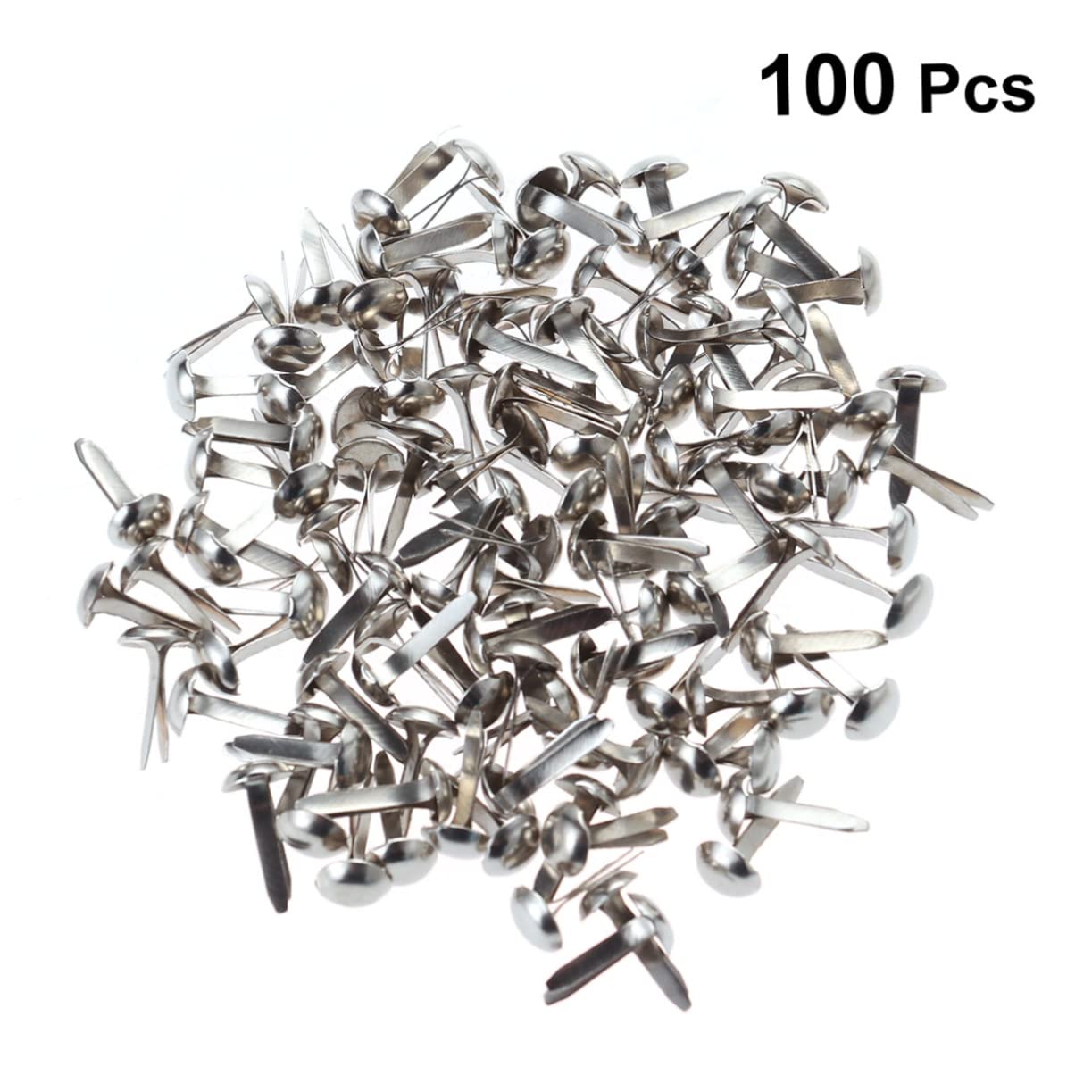 KONTONTY Mini Spikes Round Pastel Brads for Crafts 100 Pieces 5.5x11mm Metal Scrapbooking