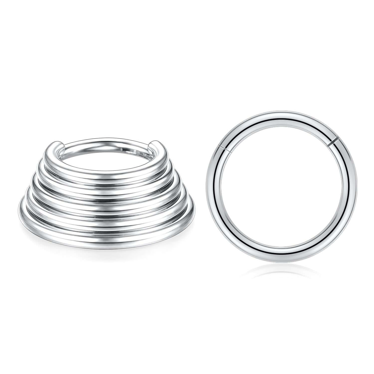 PEAKLINK 16G Septum Jewelry Daith Earrings 316l Surgical Steel Conch Hoop Earrings 2Pcs Seamless Clicker Nose Ring Tragus Helix Rook Piercing Jewelry