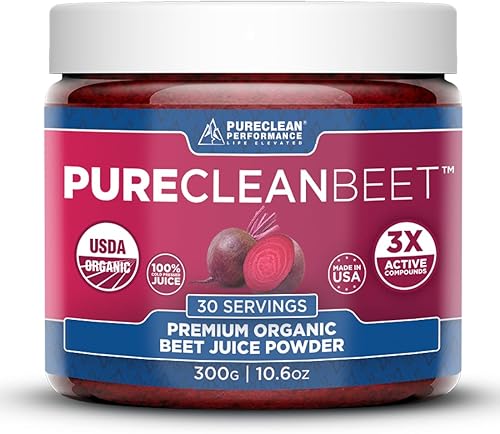 PureClean Polvo de jugo de remolacha (3 frascos, 90 porciones)  Suplemento de óxido nítrico 3X  Polvo de raíz de remolacha preentrenamiento hecho