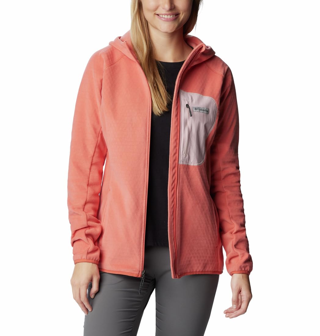 Columbia Womens Outdoor Tracks Hooded Full Zip Jacket, Faded Peach, Dusty Pink, M 1