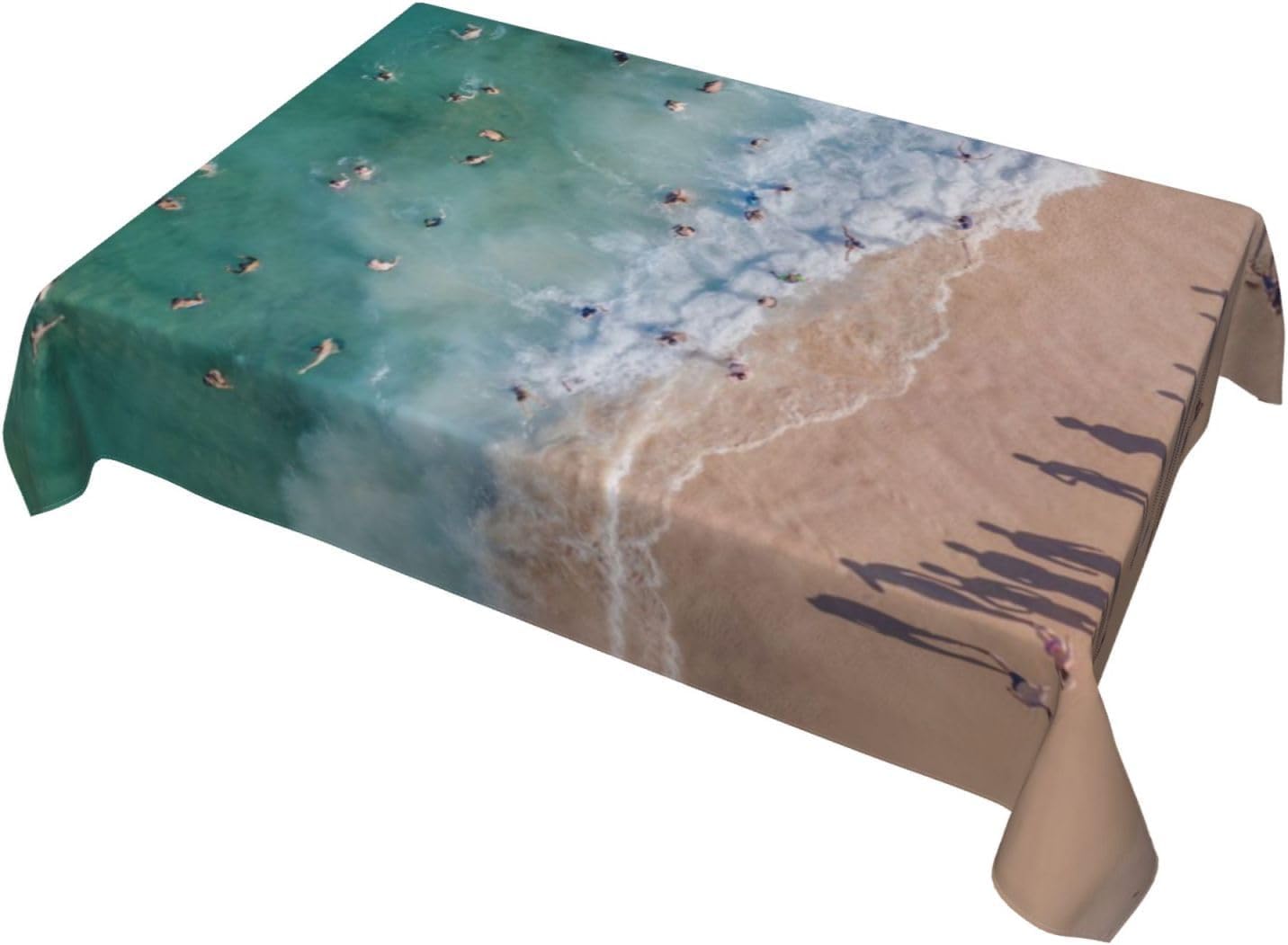 Tovaglia Antimacchia 300x140 cm Rettangolare Oceano Spiaggia Tovaglie Impermeabile 3 Metri Copritavolo Poliestere Protezione Tavolo Nuoto, per Feste (12-14 Posti) a-3828