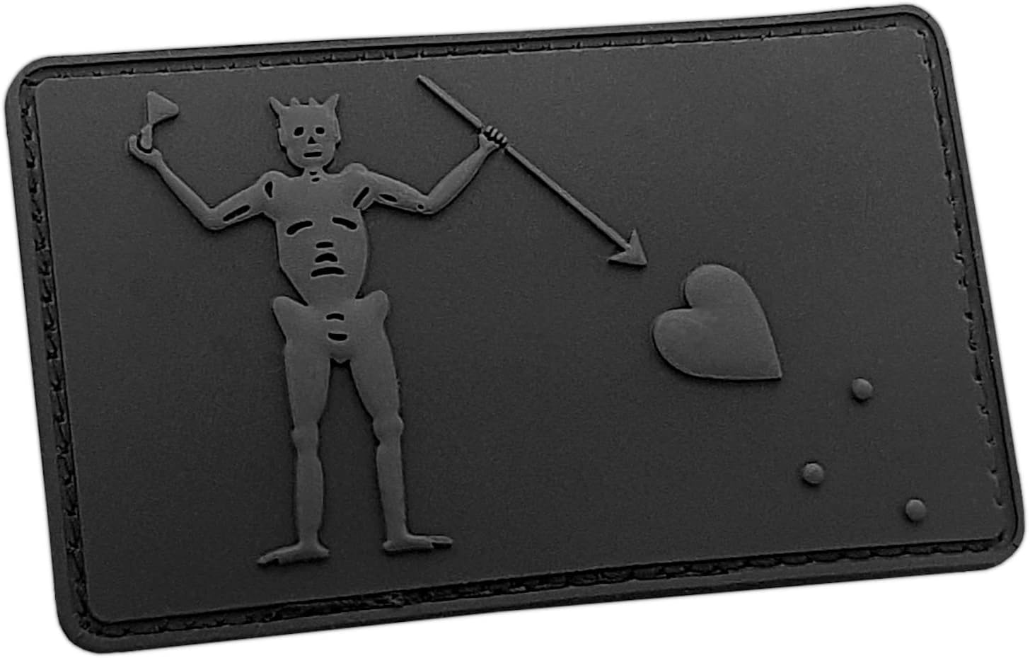 Blackbeard Pirate Edward Teach PVC Patch - Subdued, All Black - Compatible with Velcro Patches for Hats, Tactical Accessories, Military Backpacks
