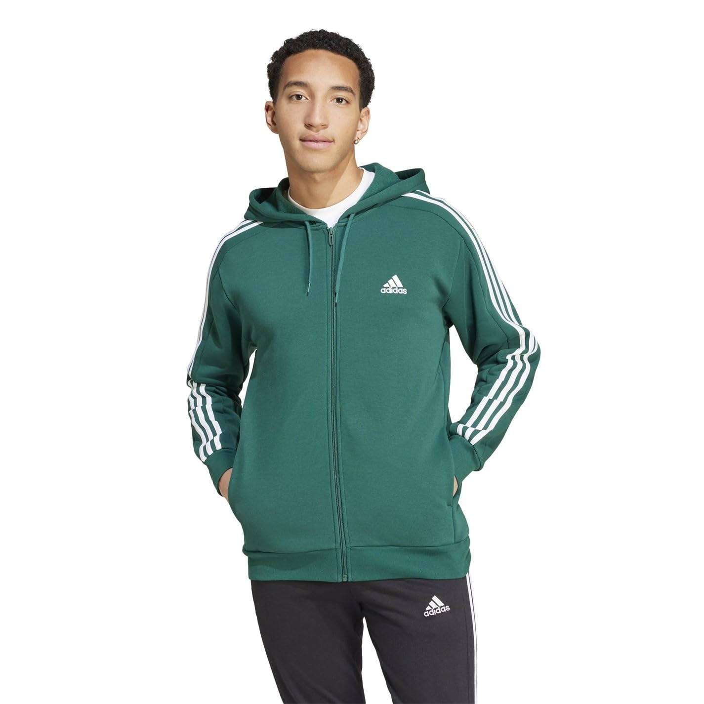 Adidas Essentials Fleece 3-Stripes Full-Zip Hoodie Hoodie con Zip Uomo