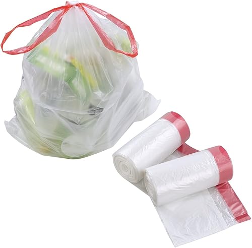 Miniatura 3 de Jekiyo Bolsas de basura medianas de 8 galones, bolsas de basura transparentes con cordón, 120 unidades, R