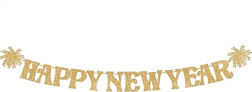 KatchOn, Cartel de feliz año nuevo dorado con purpurina – 10 pies, Bye 2026 Hello 2026 Banner | Decoraciones de feliz año nuevo, letrero de feliz