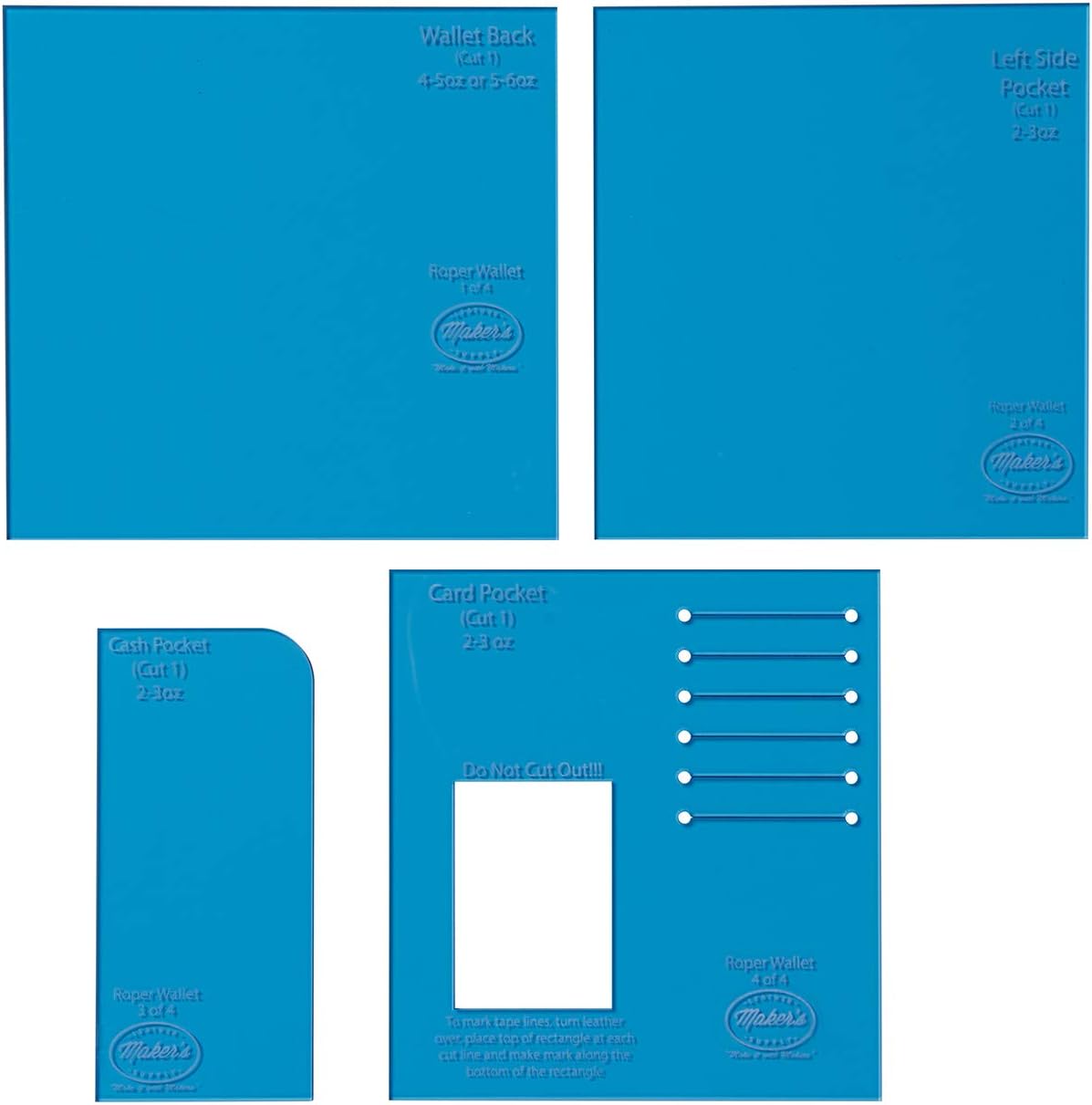Weaver Leather Roper Wallet Acrylic Template Set by Maker's Leather Supply, Blue
