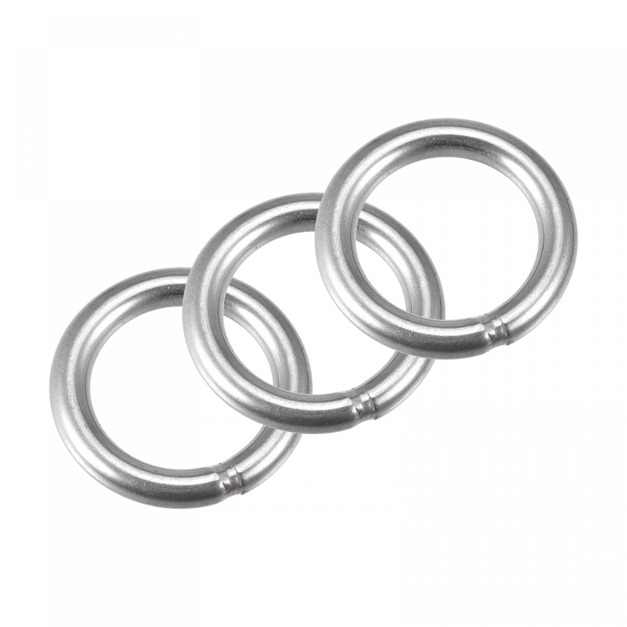 sourcing map Anneau Soudé Inox Acier 304 50mm Externe Diamètre 8mm Épaisseur 3pcs