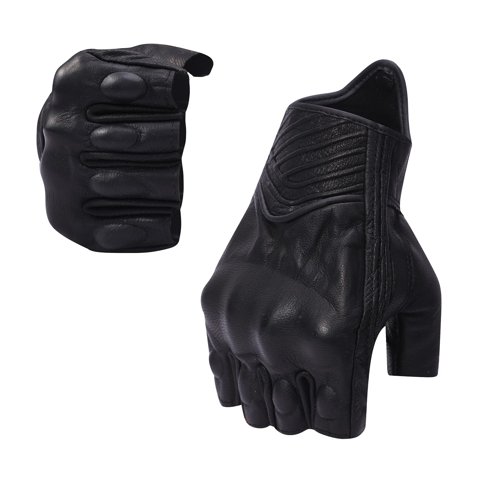 Fingerlose Handschuhe Herren,Motorrad Handschuhe Herr,Motorradhandschuhe Lederhandschuhe,Halber Finger Ungefüttert Motorrad Outdoor Autohandschuhe