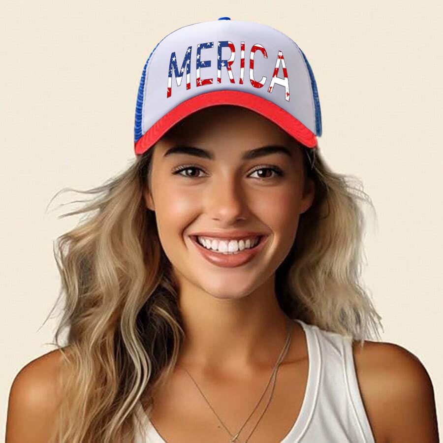 American Flag Hat USA Hat 4th of July Trucker Hats for Women Men Patriotic US Baseball Cap - Image 6