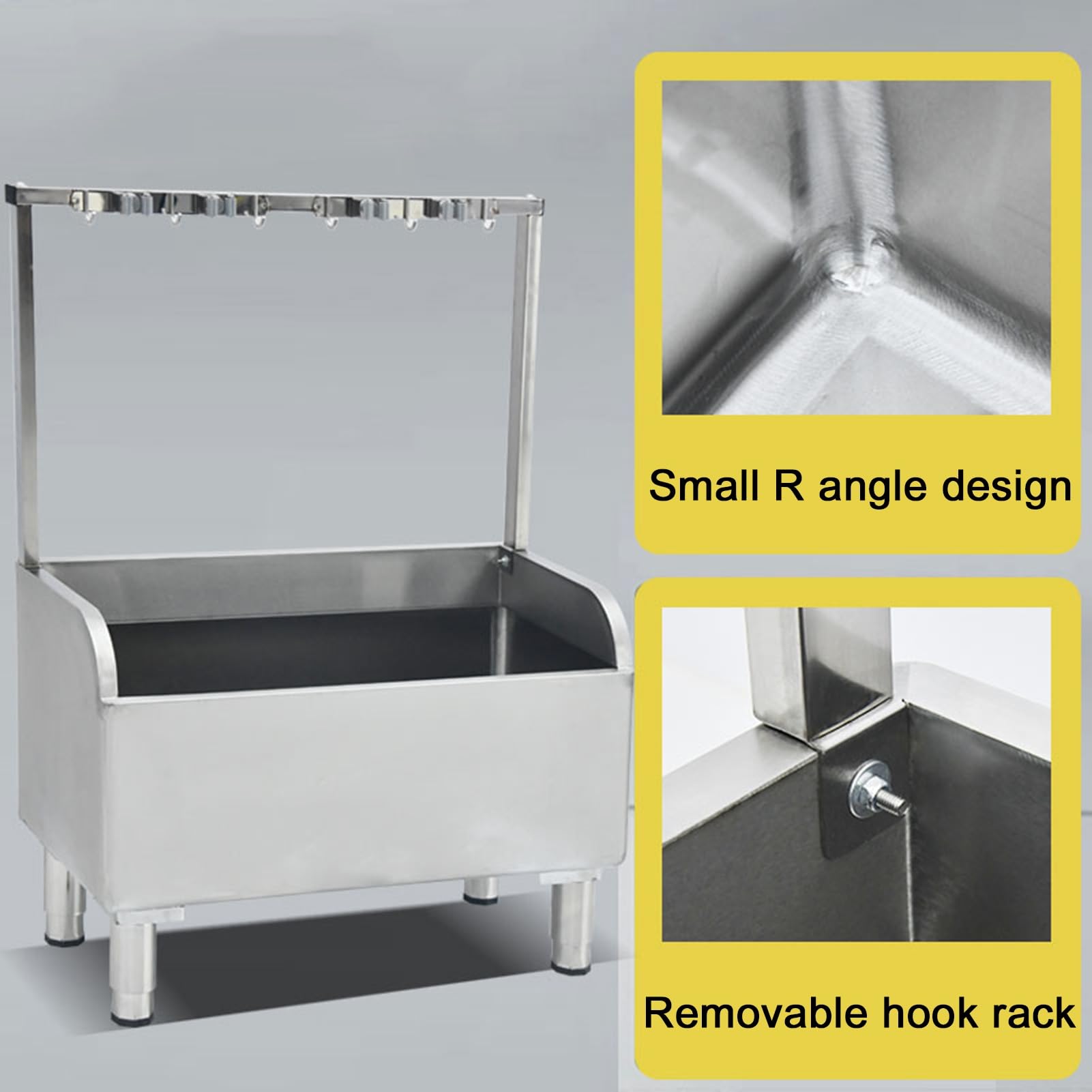 GOCHUSX Lavello in acciaio inox 80 x 41 x 110 cm per uso commerciale e domestico, stazione di lavaggio per lavanderia a pavimento per una pulizia efficiente e smaltimento dei rifiuti