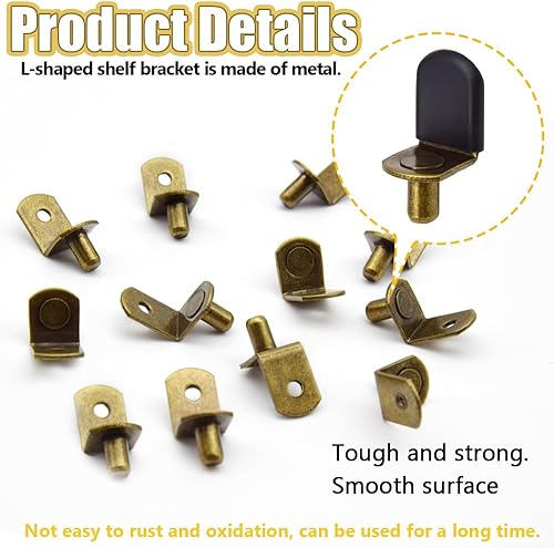 Miniatura 3 de 50 clavijas de soporte de estante con funda de goma para estantes de vidrio (bronceL)