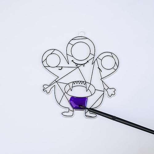 Miniatura 5 de Winlyn Juego de 27 juegos de manualidades de Halloween, manualidades de otoño, monstruos atrapasoles, adornos de decoración de pintura de ventana,