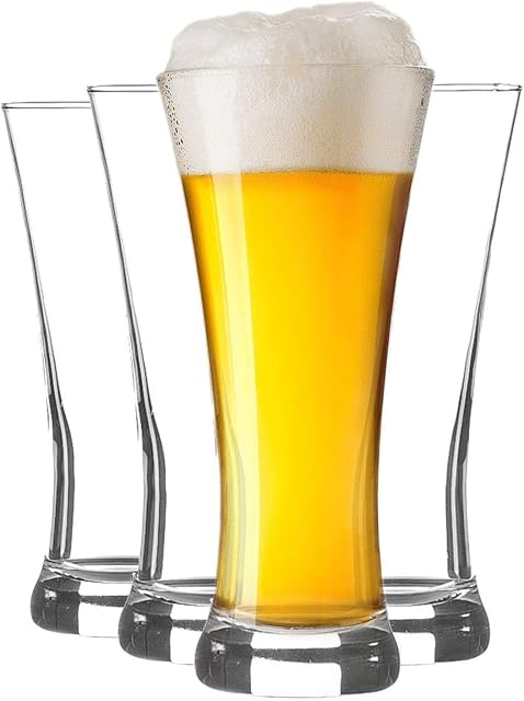 Rink Drink 4 Piece Pilsner Beer Glasses Set - European Pub Bar Lager Pint Glass - 380ml
