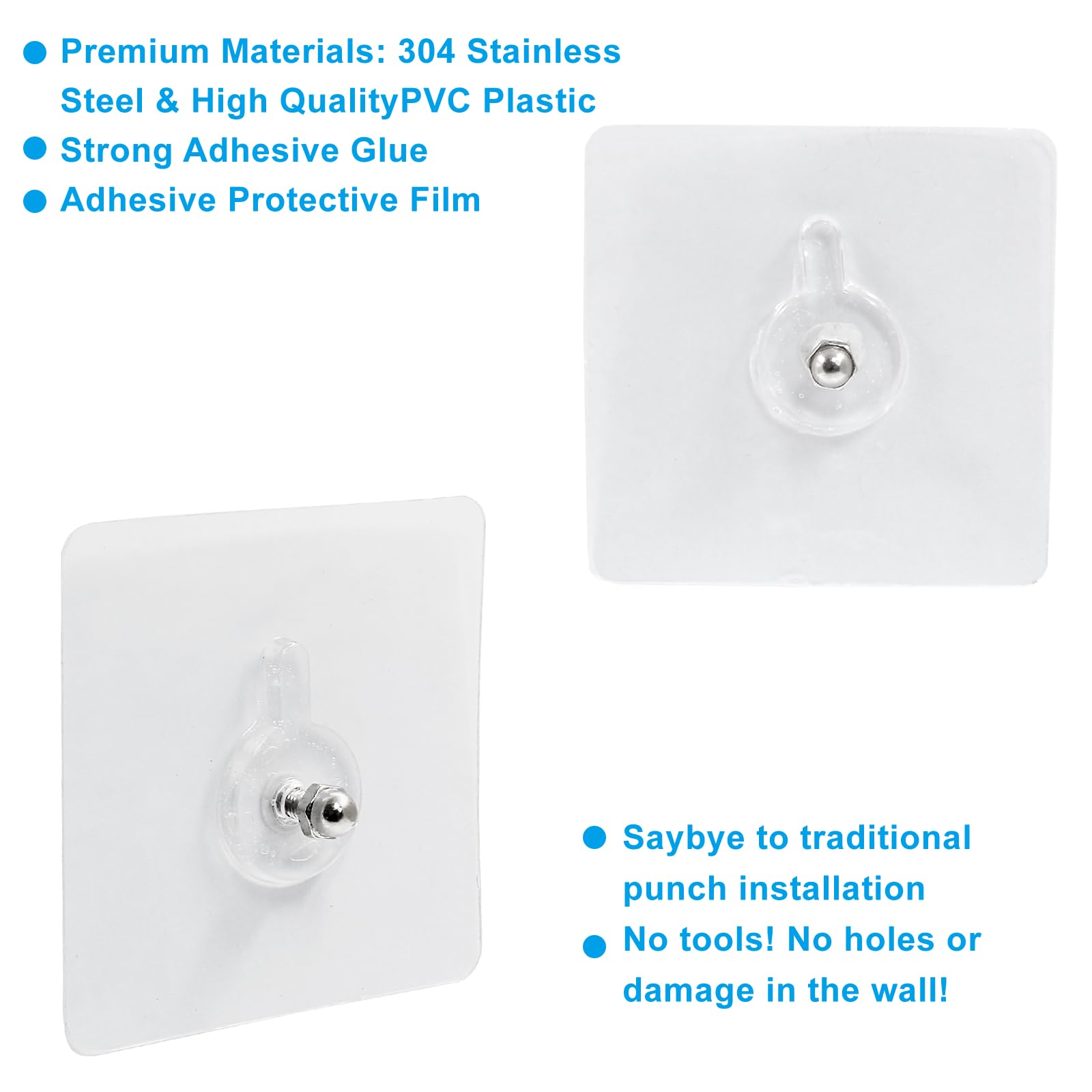 Hitefu 10 ganchos autoadhesivos sin clavos, ganchos de pared resistentes para colgar, adhesivo sin tornillos para montaje en pared, ganchos impermeables para colgar cuadros para cocina, baño, hogar,