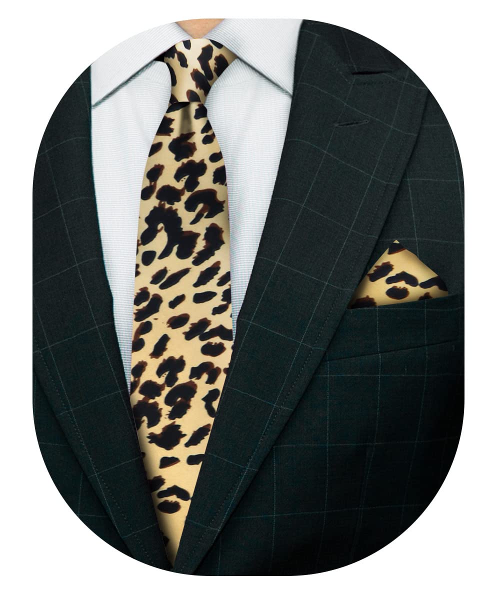 Premium Kente African & Animal Print Necktie & Matching Pocket Square Set
