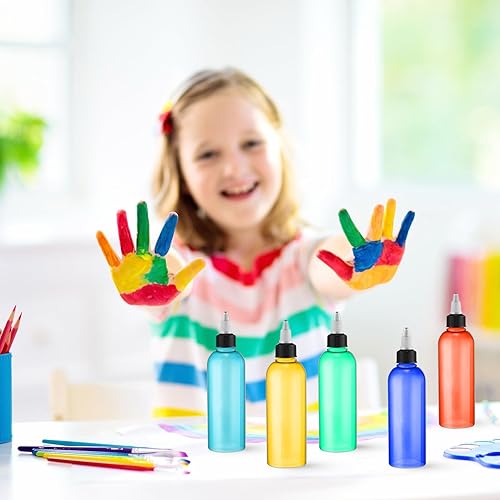 Miniatura 6 de Tanlade Paquete de 100 botellas redondas de plástico de 3.4 onzas con tapas, dispensador de aceite para campamento, botellas de pintura con tapas