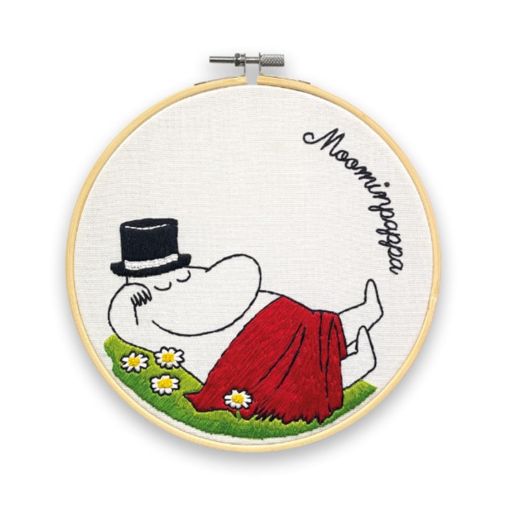 The Crafty Kit Company Moomin Embroidery Craft Kit - Moominpappa Snoozing Embroidery Craft Kit For Beginners With Hoop, Needle, Thread And Instructions