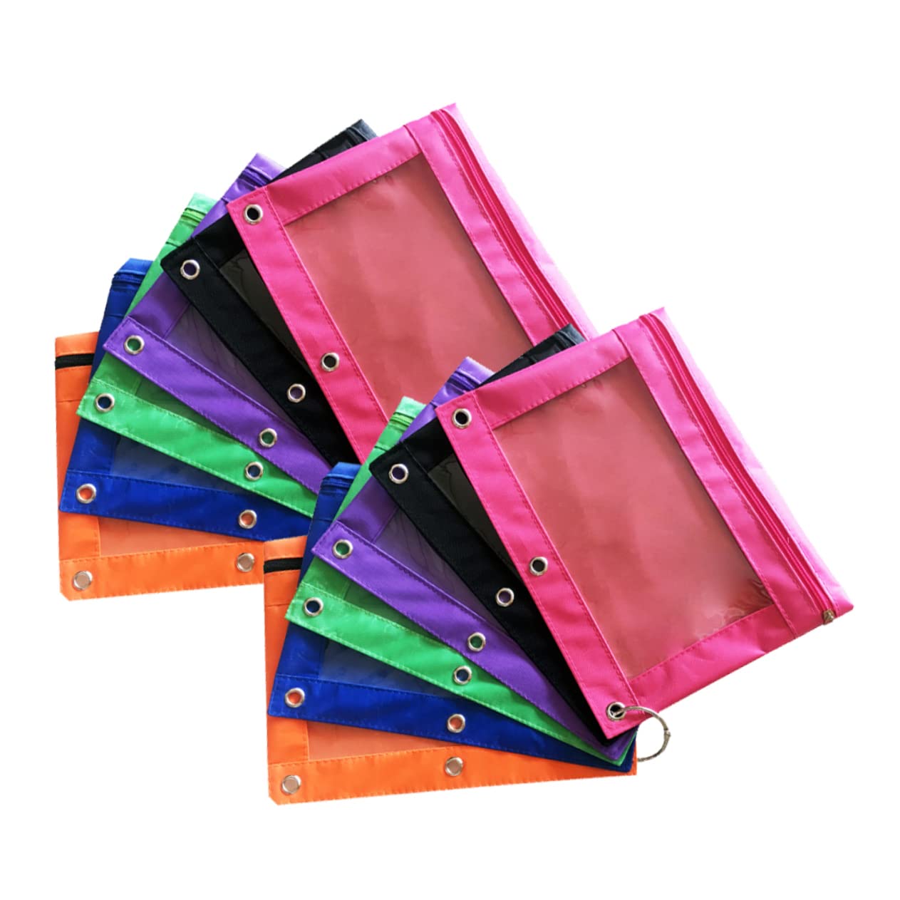 Estuche para Lápices de Tela Oxford Transparente Tres Orificios 12 Piezas