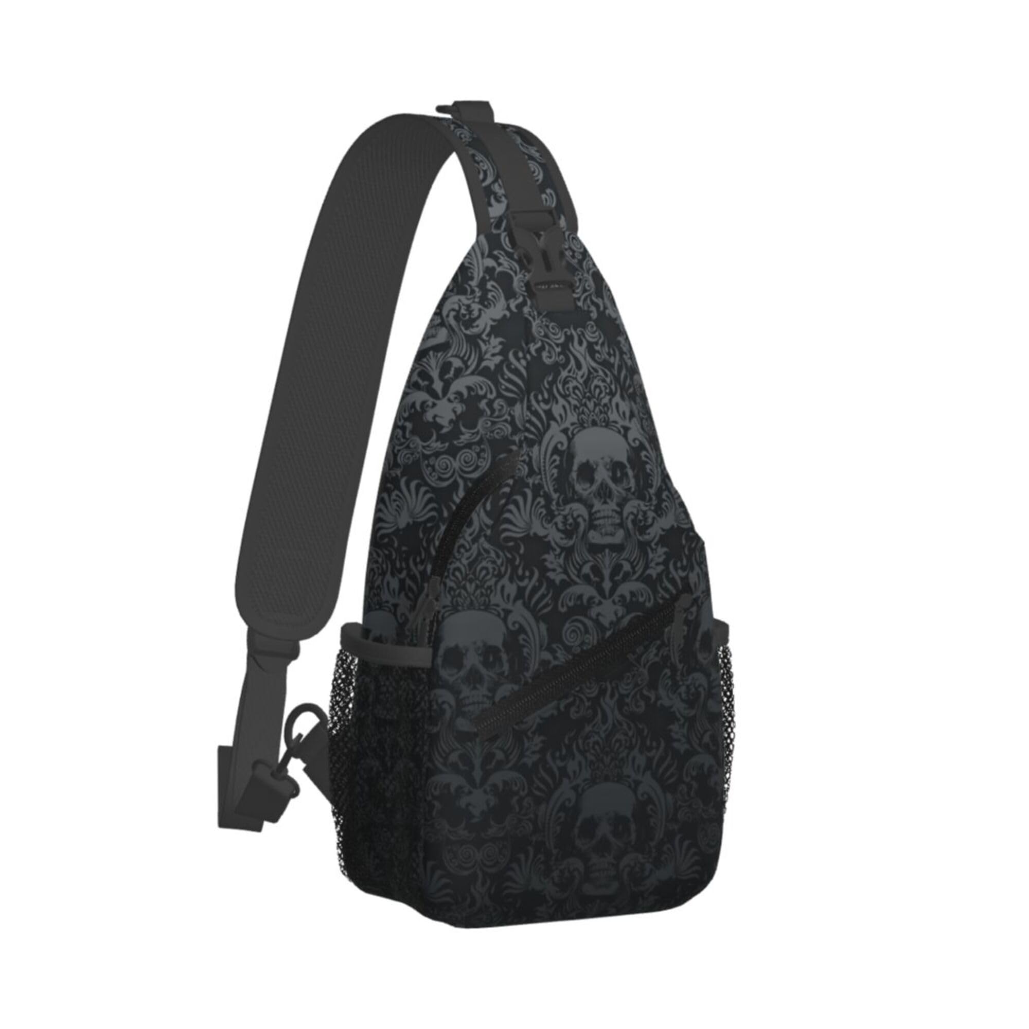Medtogs Unisex Skull Sling Bag For Women - Crossbody Backpack Shoulder Chest Bag For Travel Hiking Gym - Anti Theft, 15.3 X 7.3 X 3.5 Inches, Daypack Backpacks