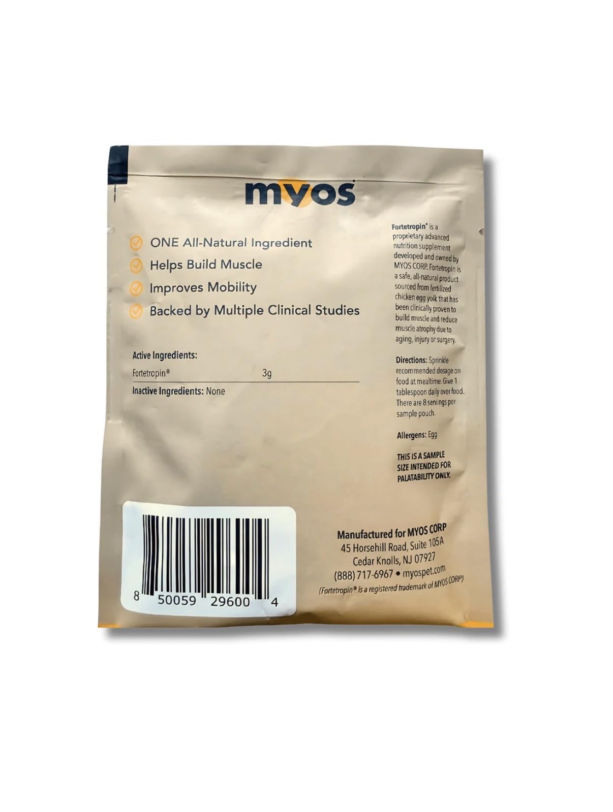 Canine Muscle Supplement Trial Pack for Dogs 24g | Clinically Proven Fortetropin® Formula | Supports Strength, Mobility & Recovery | Try Before Full Size Purchase | MYOS 2