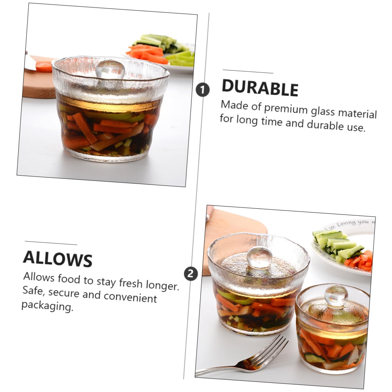 GALPADA Gurkenbehälter aus Glas mit Schraubverschluss Transparenter Lagerbehälter für Salate und Snacks
