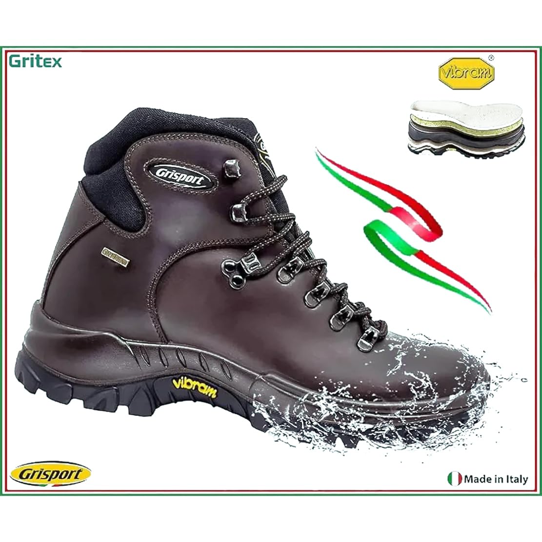Grisport scarponcini trekking uomo WOLF TREK impermeabili membrana GRITEX scarponi da trekking fondo VIBRAM