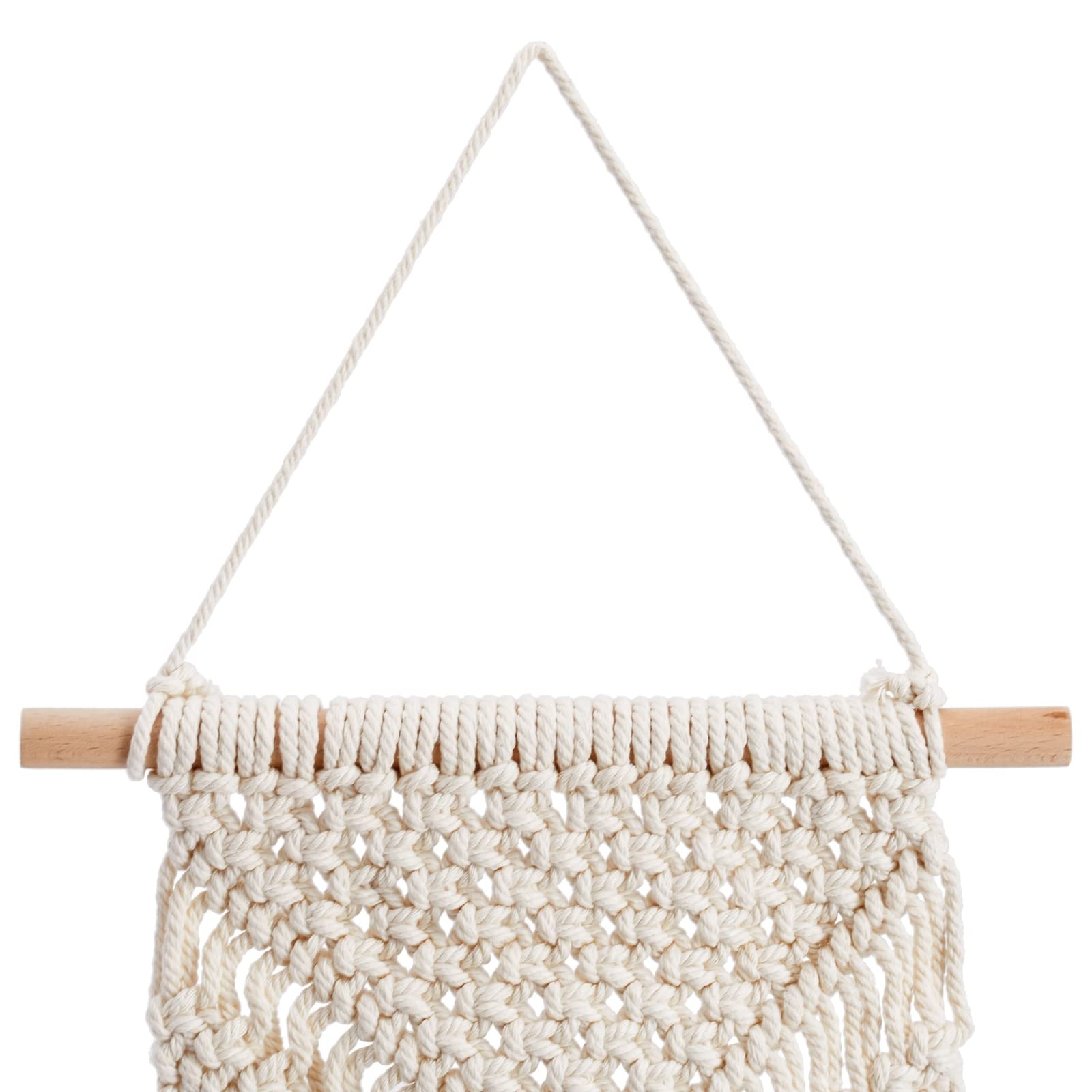 Paquete de 2 colgantes de pared de macramé de estilo bohemio (blanco, 10 x 15 pulgadas), decoración de pared de macramé 7