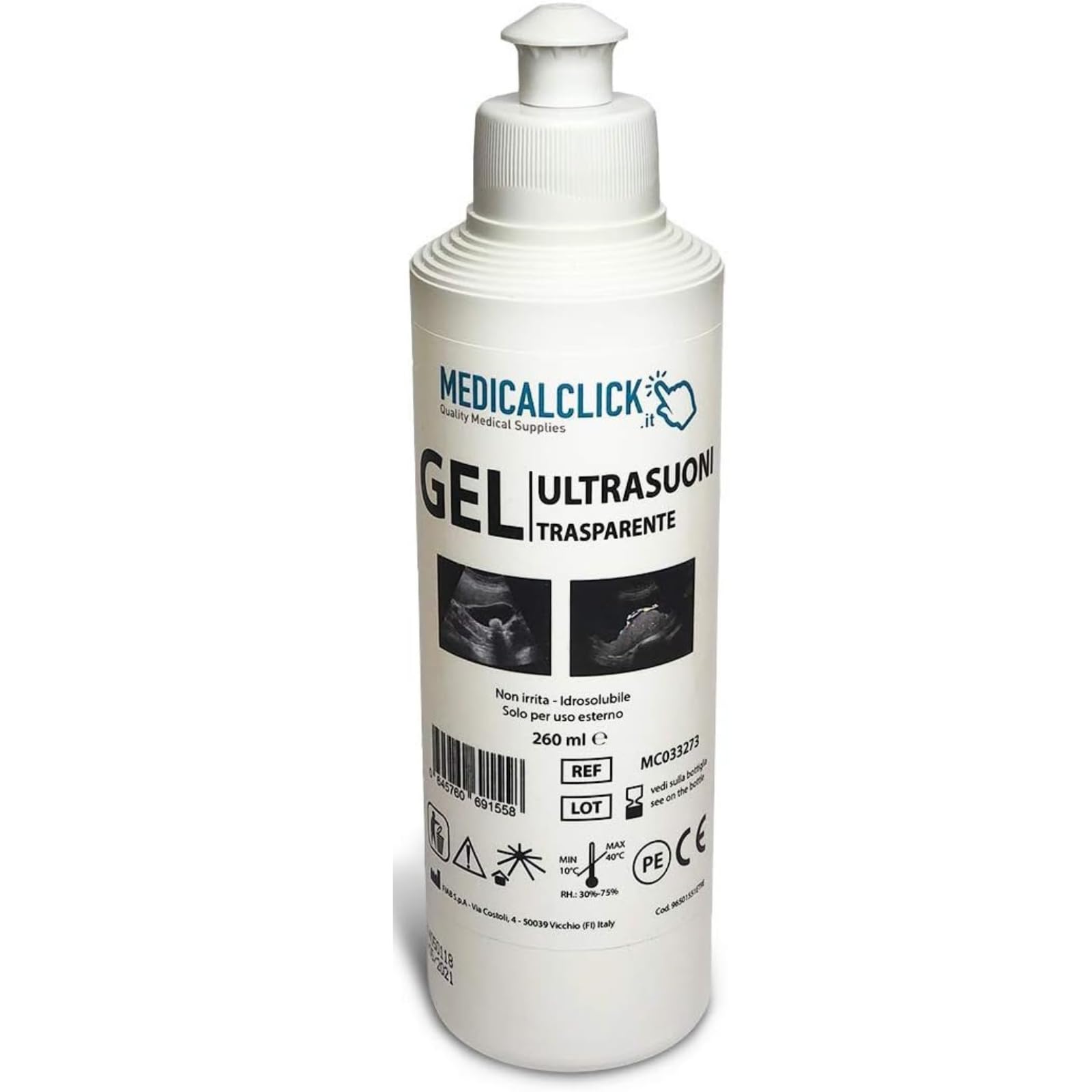 Gel Ultrasuoni, 35 flaconcini da 260 ml, Gel conduttore, Gel Conduttivo Trasparente per Ultrasuoni, Luce Pulsata (IPL), per Ecografia, Laser Diodo, Infrarossi