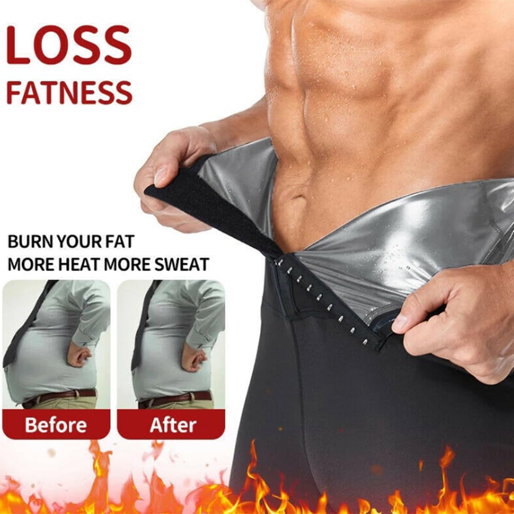 Hombre Pantalones Sauna Corto de Sudoración Cintura Alta Deporte Fajas Reductoras Leggins Reductores Cortas Fuerte Compresión Térmica