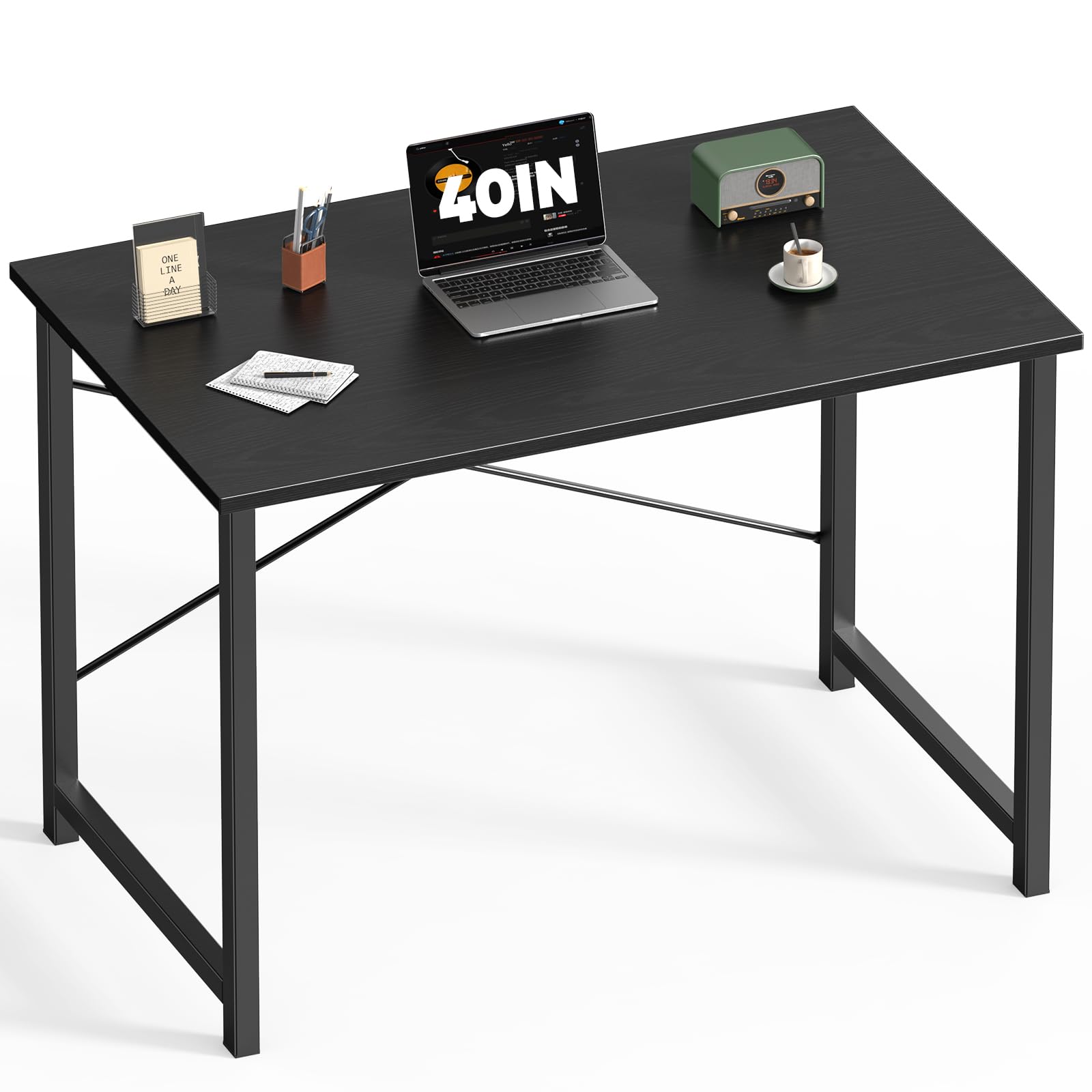Photo 1 of ***HARDWARE MISSING***DUMOS 40 Inch Office Small Computer Desk Modern Simple Style Writing Study Work Table for Home Bedroom - Wood Black