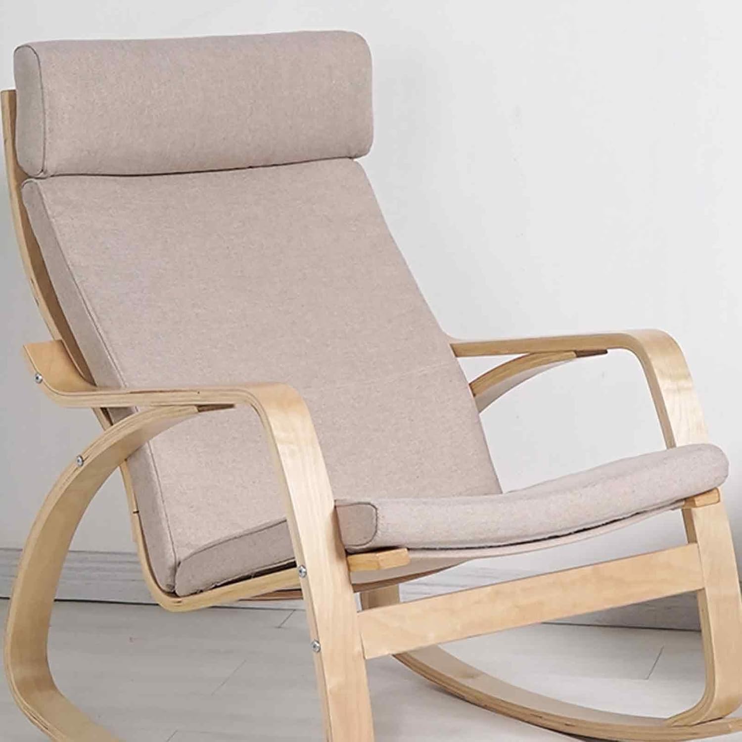 ZGantrix Chair Cushion Replacement For Curved Frame Armchair & Rocking Chair-poang Chair Cushion - Memory Foam Seat Cushions With Removable Linen Cover Non-Slip Design(Burlap Beige)
