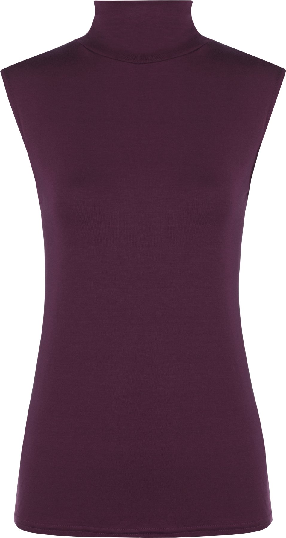 Wearall Women's Purple Polo Neck Plain Stretch Sleevless Vest Turtle Bodycon Top 16-18
