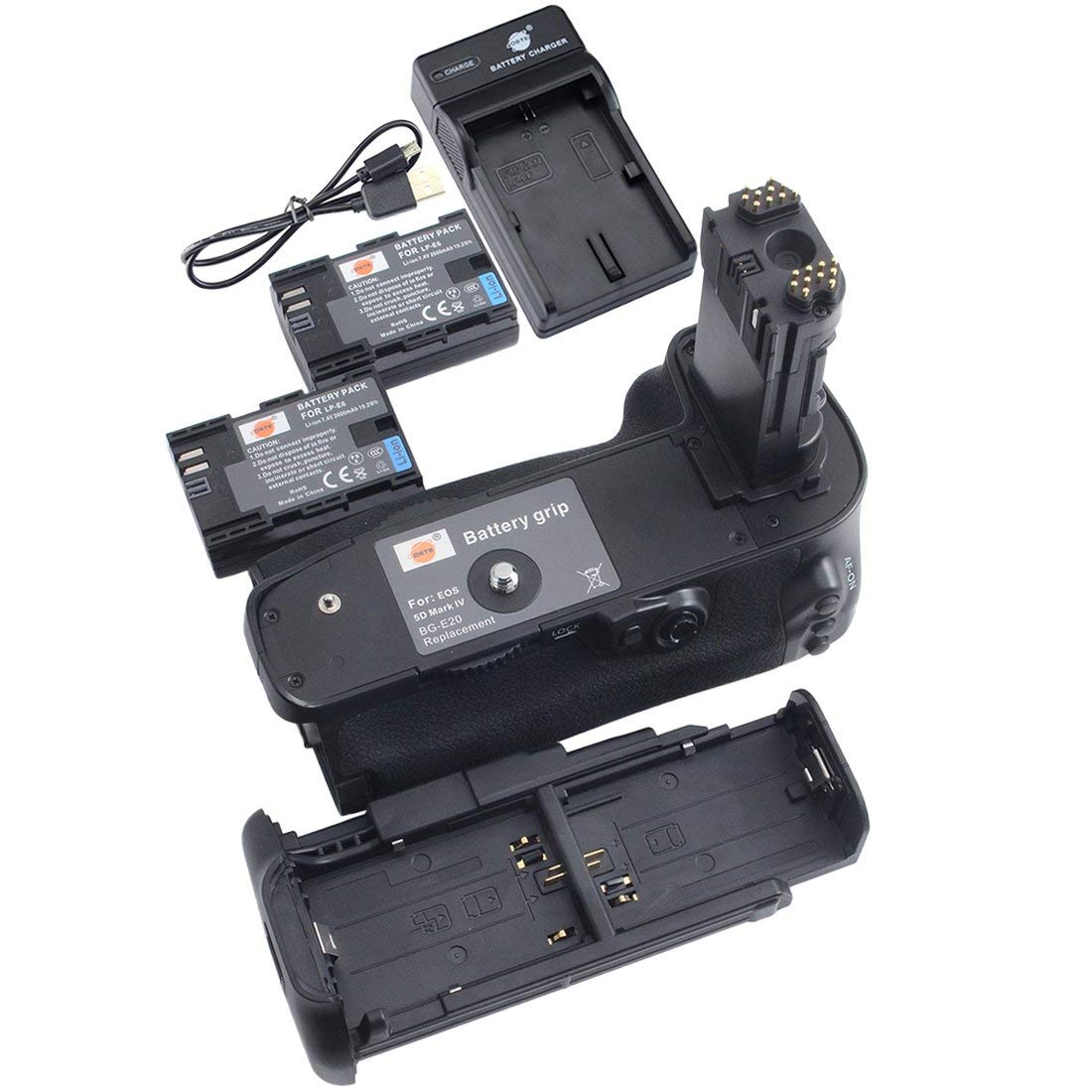 DSTE BG-E20 Vertical Impugnatura Batteria + 2x LP-E6 Batteria + USB Caricabatteria Compatibile per Canon EOS 5D Mark IV