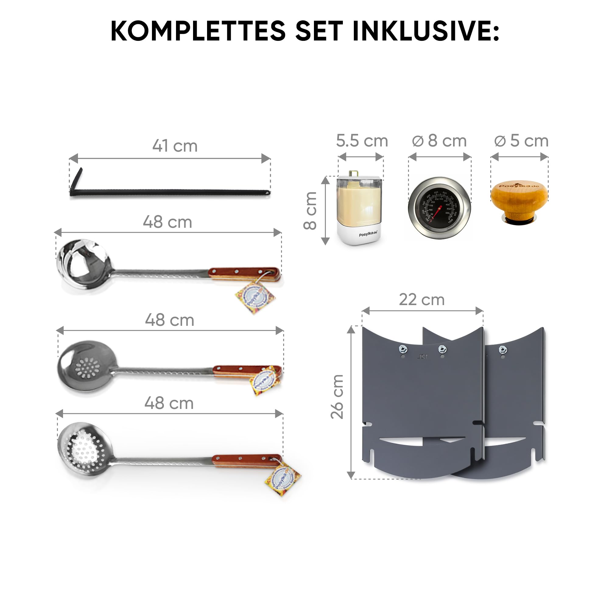 ZARENHOFF Utschak Feuerofen Ø40 cm + Gusseisen Kasan 12 l flacher Boden