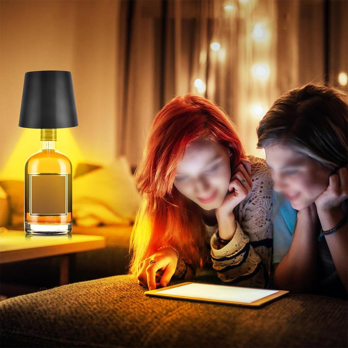 Sarini Portable Bottle Lamp Touch Bottle Lamp With RGB Dimming Decorative Wine Bottle Table Lamp For Dining Room Bedroom - Image 2