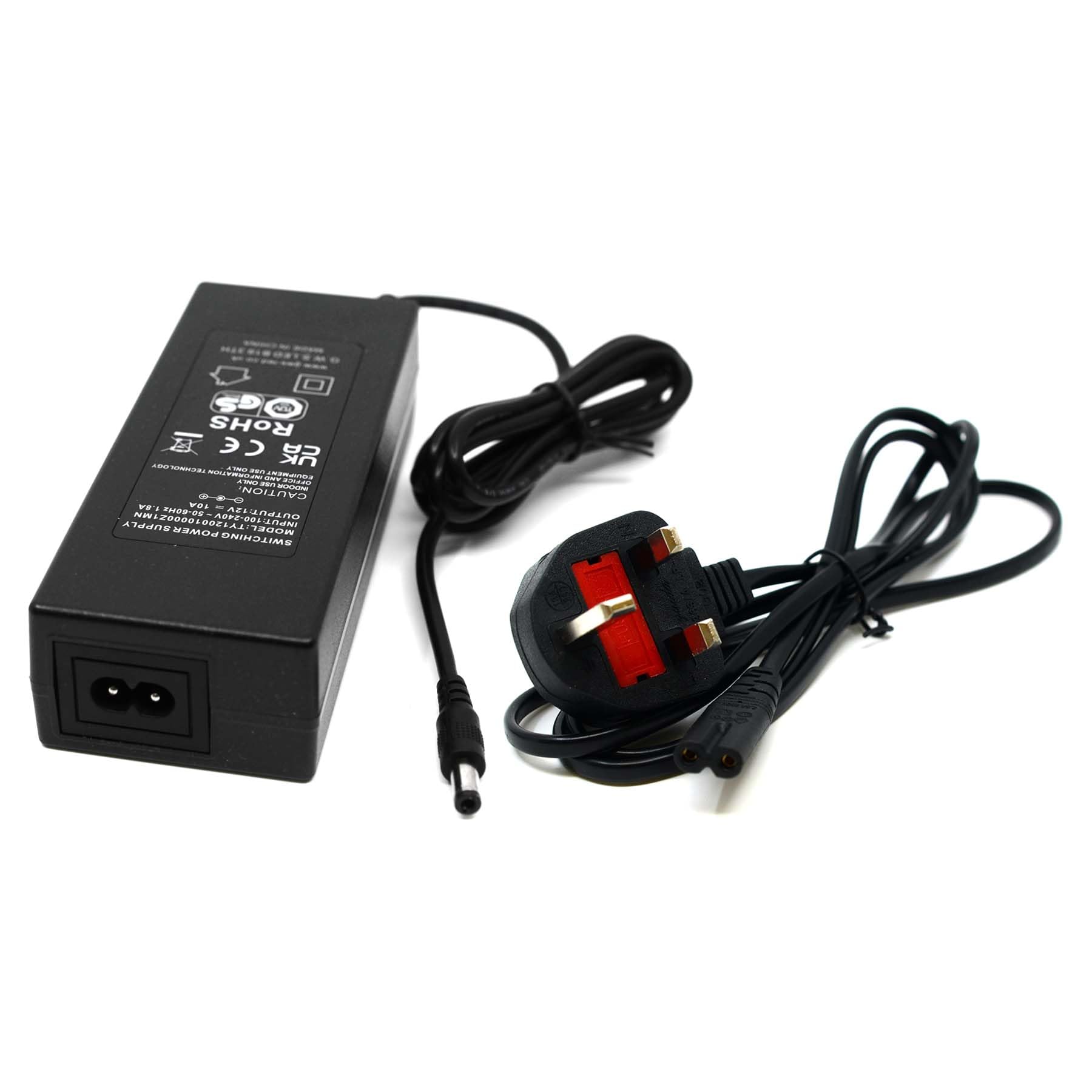 G.W.S® AC 100-240V AC to DC 12V 10A 120W LED Power Supply Adapter 2.5mm x 5.5mm Jack UK Plug for DIY LED Strips, CCTV Camera