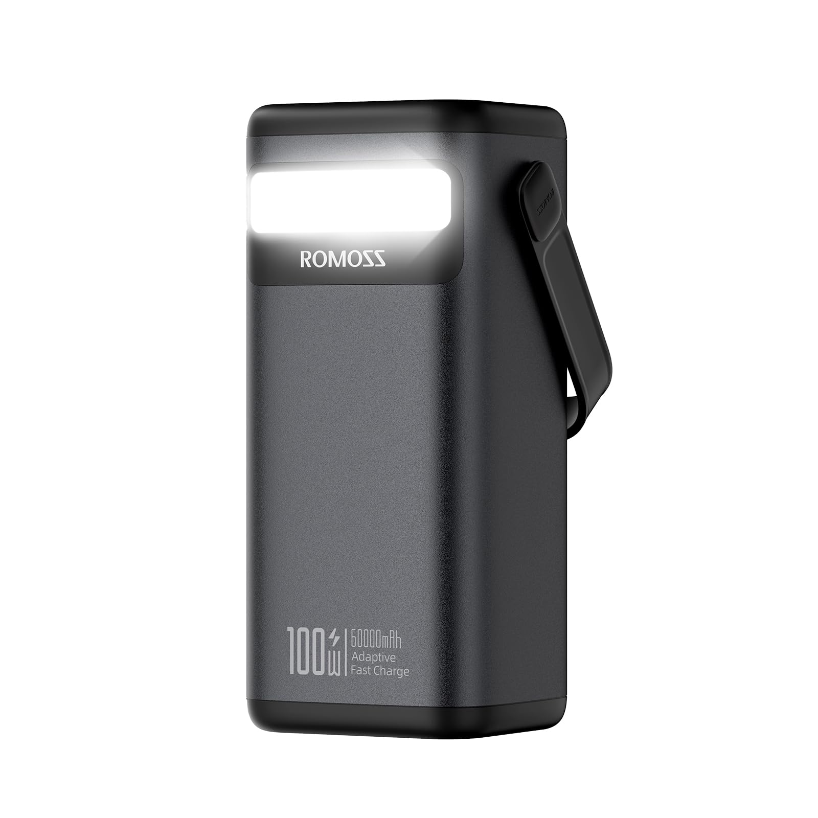 ROMOSS PMT60 60000mAh Metal Power Bank w/Carry Handle, 100W Dual-Way Fast Charge, 4.5H Recharge, 2500 Cycles, USB-C PD for Laptop Phone Tablet, Emergency Light Product Image 1