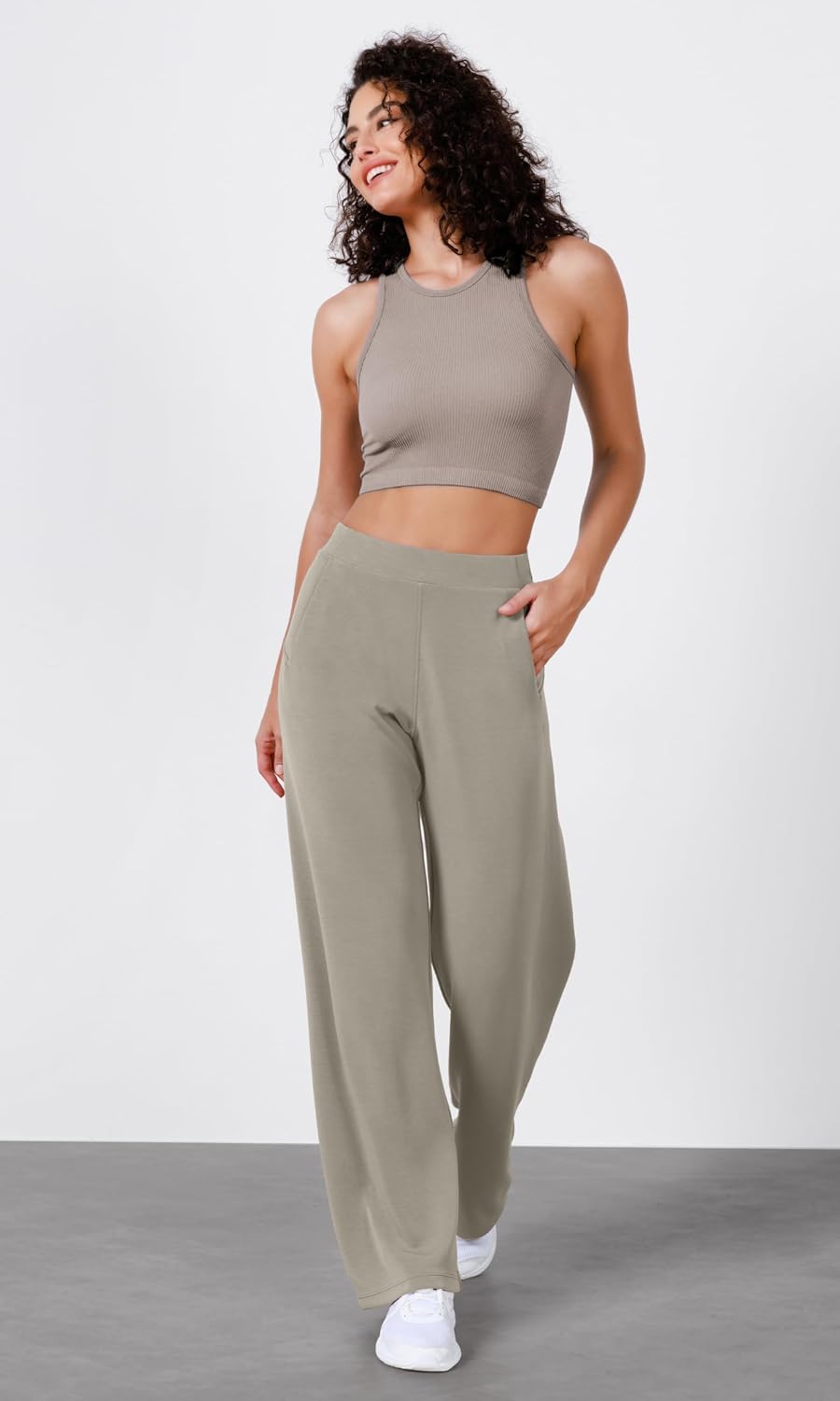 ODODOS Women's Modal Soft Wide Leg Pants Elastic High Waist Casual Lounge Relaxed Pants with Pockets - 27"/ 29" / 31" Inseam