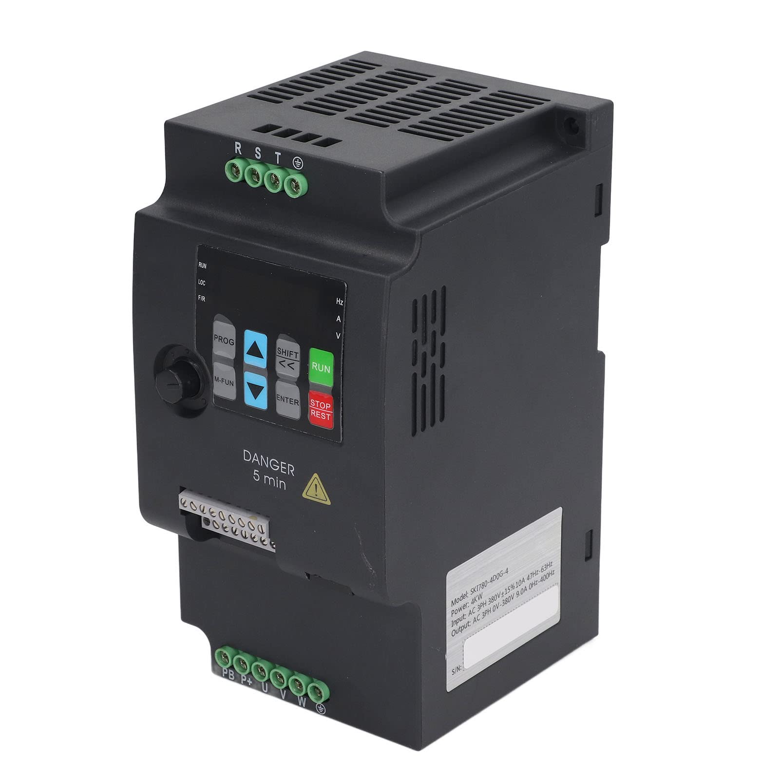 FTVOGUE Variador de Frecuencia 380V Trifásico Mini VFD 4KW PC Aluminio 0 a 400Hz IP20 Gobernador de Motor para Control General de Velocidad del Motor en Talleres
