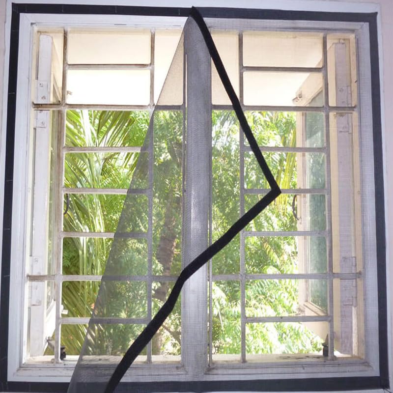 Atlara Mosquito Net for Windows (Size 140cm X 180cm) Colour - Grey DIY Upgraded Net for Windows Perfact Size Pre-Stitched Window Net for Home Ready to Use Removable Mosquito mesh for Windows