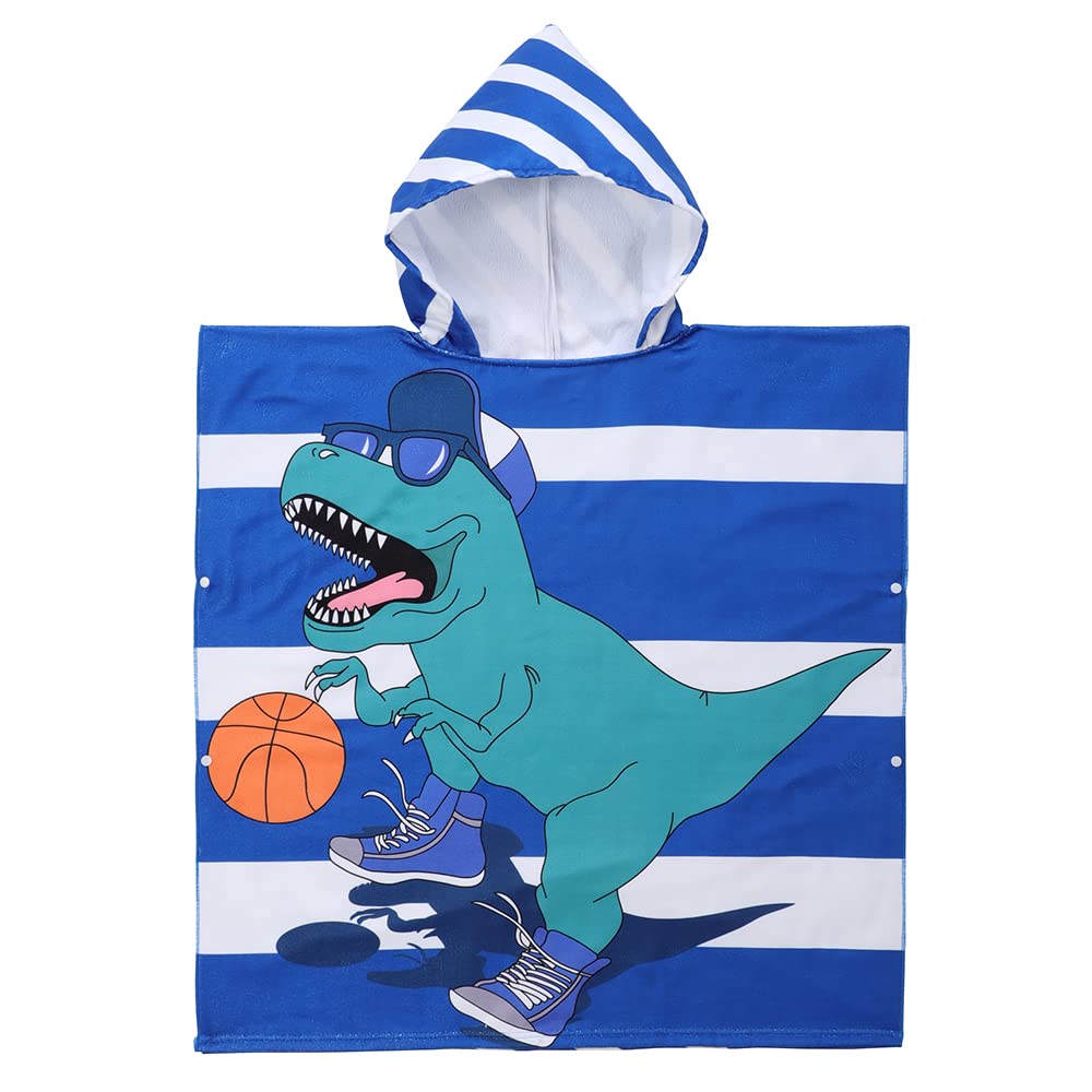 KAKU NANU Kids Poncho Hooded Towels 6-14 Years Old,Exquisite Pattern Beach Swimming Bath Towels with Hood for Boys Girls Children — image 1
