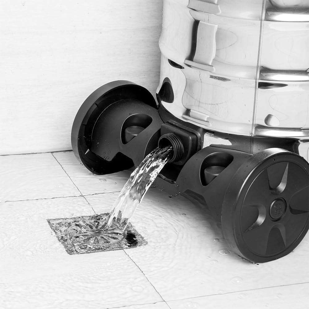 BAKAJI Aspirapolvere Professionale per Liquidi e Solidi Potenza 1200 W, Aspiratutto Aspiraliquidi con Filtro Interno, Filtro HEPA, Tubo Aspirante Flessibile e Bidone in Acciaio Inox da 30 Litri
