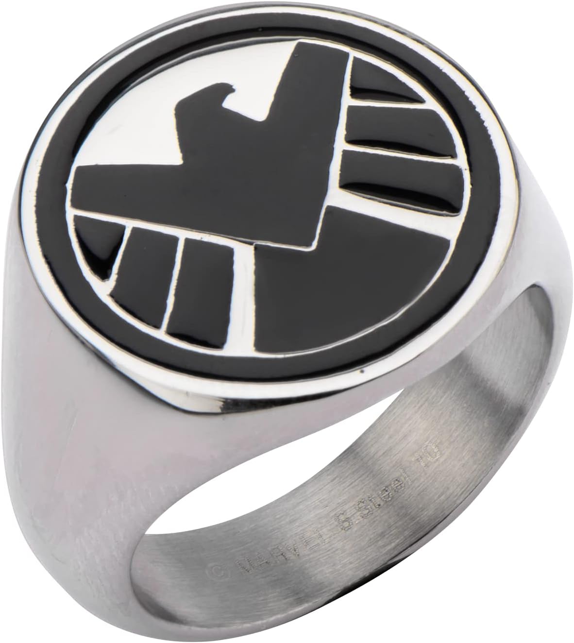 Comics Men's Stainless Steel Enamel Shield Ring